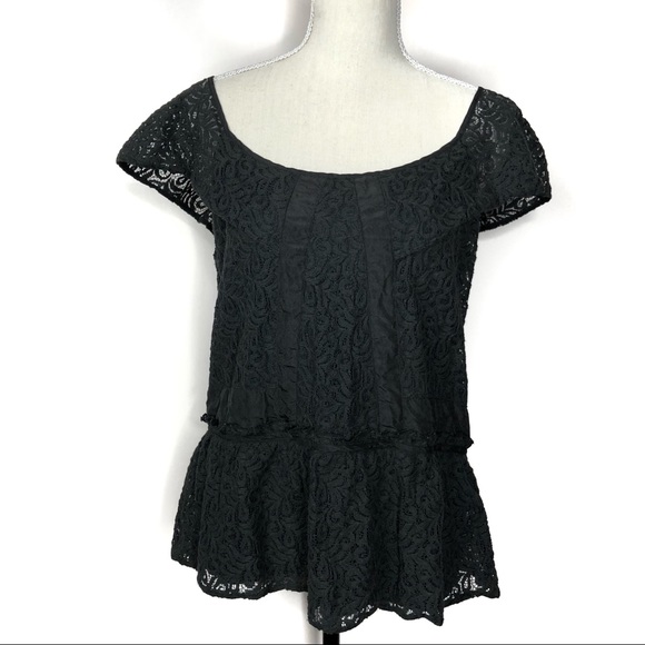 Anthropologie Tops - Deletta Black Lace Peplum Size Large